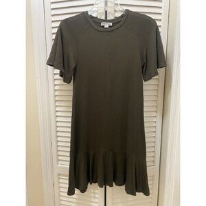 Whistles Green Bodycon Jersey Midi Dress Short Flared Sleeves Size XS Casual